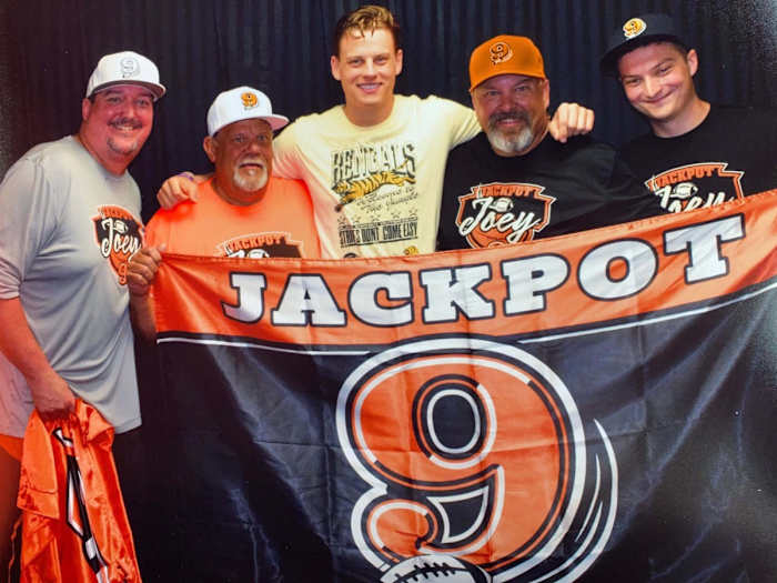 Burrow’s photo op with the Jackpot Joey crew helped boost the brand.